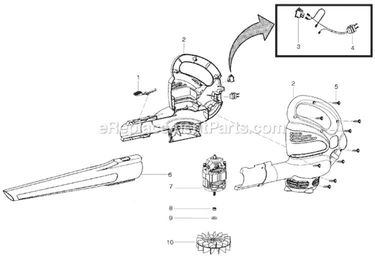Page A Diagram and Parts List for WEB160  Weed Eater Leaf Blower / Vacuum